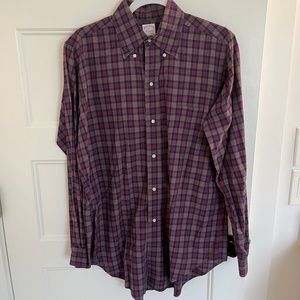 Vintage Brooks Brothers Blue and Raid Plaid Long Sleeve Button Down 15R